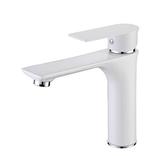 Robinet d'évier blanc monotrou en laiton à bras simple FBSHAD pour salle de bain