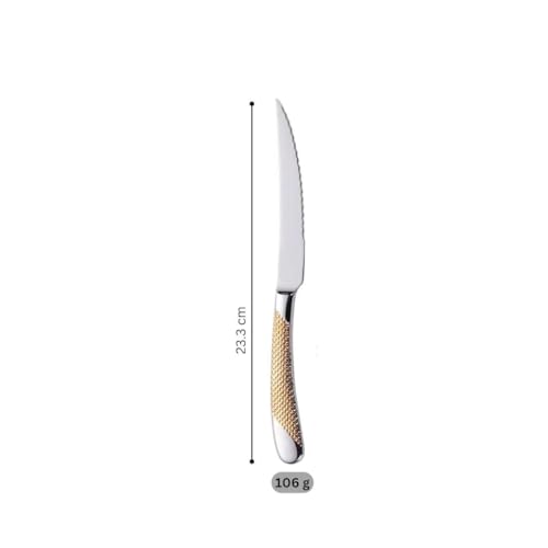 Image of Elegant Butter Spreader - Rustproof Stainless Steel, Ergonomic Grip - Perfect for Breakfast, Parties, or Kitchen Use - Polished and Easy to Clean (6 Pcs Dinner Knife, Gold)