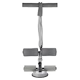 MUELODSIC Aparato de Asistencia para Abdominales con Ventosa Barra Ajustable Gris Dispositivo Portátil para Ejercicios Casa y Viaje Entrenamiento Funcional para Fortalecer el Abdomen