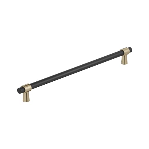 Amerock Mergence 18 inch (457mm) Center-to-Center Matte Black/Golden Champagne Appliance Pull, BP36984FBBBZ