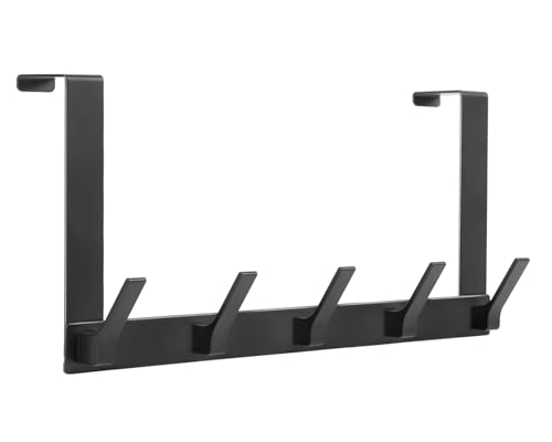 Optish Over The Door Hooks, Door Hanger Hook, Over The Door Towel Rack for Bathroom, Door Towel Hanger for Hanging Clothes Hat (Black, 1 Pack)