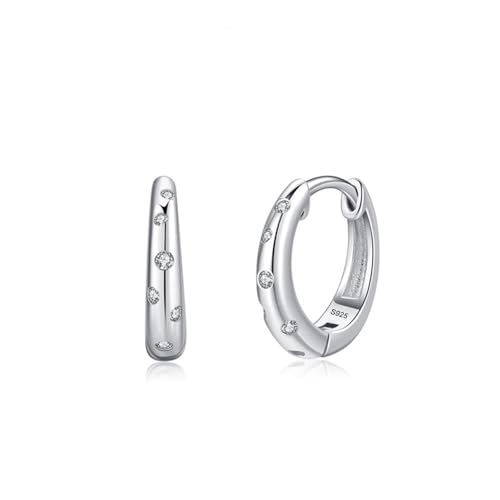 Boucles d'oreille argent 925 créoles avec zircone cubique, le cadeau femme idéal