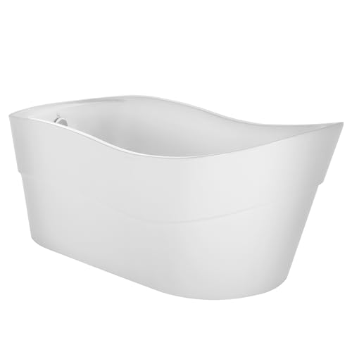 Image of Empava 67 inch Modern Bathroom Freestanding Bathtub, Acrylic Soaking SPA Tub | Stand Alone Tub Included Overflow and Drain for Bathroom, Glossy White,cUPC Certified