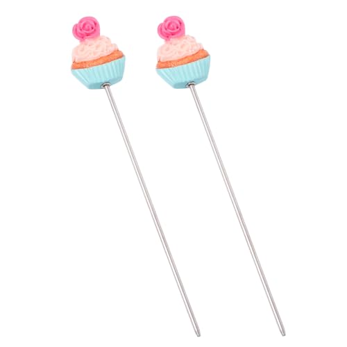 Cabilock 2Pcs Stainless Steel Cake Tester DIY Baking Tool for Cake Bread Muffin Testing Reusable Cake Test Pin with Chic Safflower Cake Pattern Essential Baking Accessory