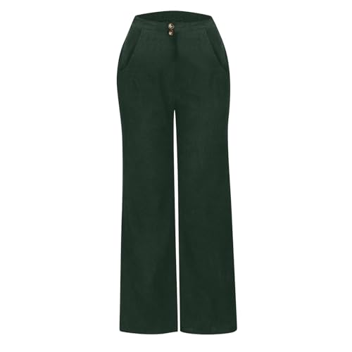 Corduroy Pants for Women Wide Leg High Waist Loose Comfy Trousers Velvet Flare Casual Bell Bottom Pants with Pockets4