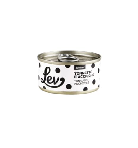 Lev - Desfilador húmedo para gatos adultos atún y anchoas, alimento complementario para gatos adultos de todas las tallas y razas, sabor atún y anchoas, 12 latas de 70 gramos cada una.