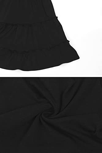 Girls' Summer Dresses Empire Waist Ruffle Sleeve Tiered Swing A-Line Casual Cotton Sundress 5-11Y4