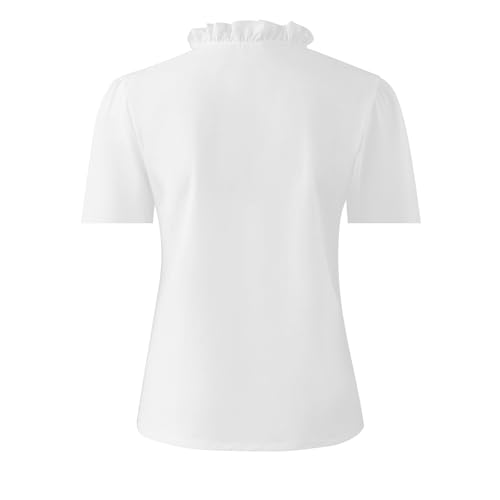 Women's Blouses Dressy Boho Casual Ruffle Short Sleeve Tops Business Outfits Ladies Summer 2025 Trendy Work Shirts(Black, S)3