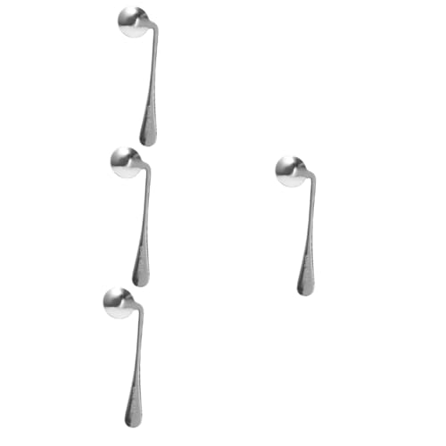 BCOATH 4pcs Stainless Steel Angled Spoon Long Stirring Utensil for Elderly Comfortable Grip Tableware