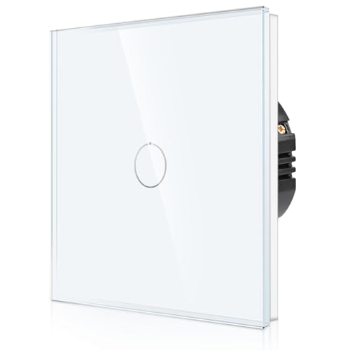 CNBINGO Touch Wechselschalter unterputz in Weiß, Lichtschalter mit Status-LED und Glas Panel