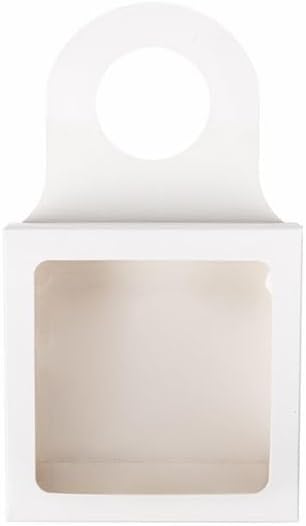 ClearBags Caja de botella de vino de papel blanco con ventana, tamaño 3 58 "x 1 18" x 3 58", cajas de regalo plegables colgantes, sostiene trufas,