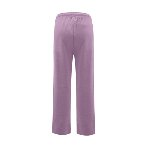 midelxp Straight Leg Linen Pants Women Comfy Loose Fitting Drawstring Pants with Pockets Casual High Waisted Trousers Pants3