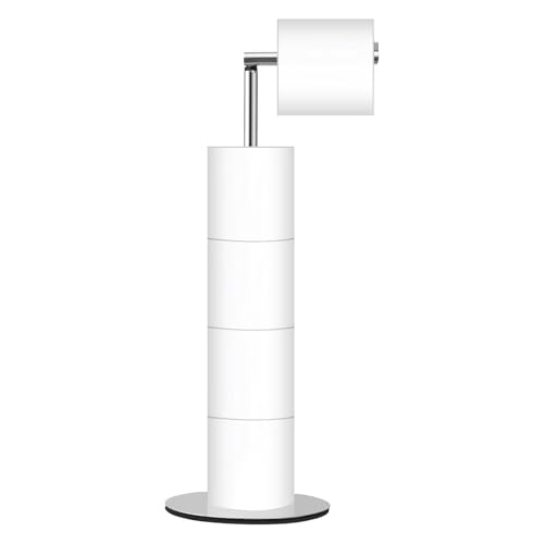 Muorruo Toilettenpapierhalter-Ständer, freistehender Toilettenpapierrollenhalter mit Reserve, moderner Badezimmer-Toilettenpapierständer für 4 Rollen, Chrom, Housen Solutions