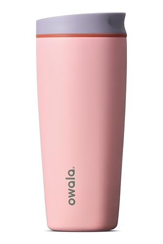 Image of Owala SmoothSip Slider Insulated Stainless Steel Coffee Tumbler, Reusable Iced Coffee Cup, Hot Coffee Travel Mug, BPA Free 20 oz, Sugar High