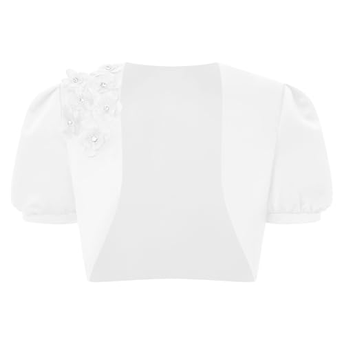 Kids Girl Puff Cropped Bolero Short Jacket Shrug Open Front Cardigan Formal Dress Outwear3