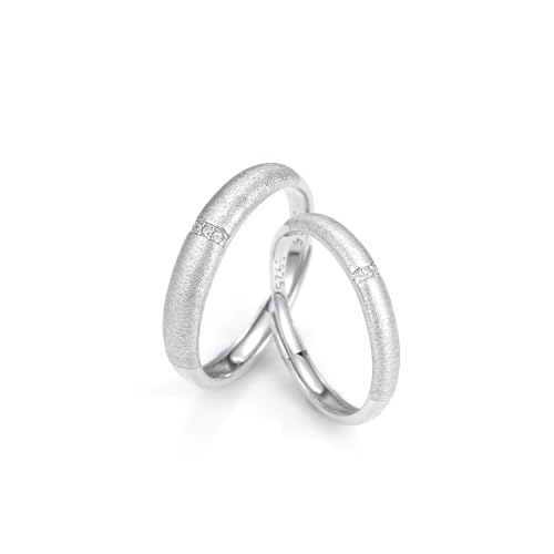 Alliance argent femme bague couple ajustable bande givrée 925