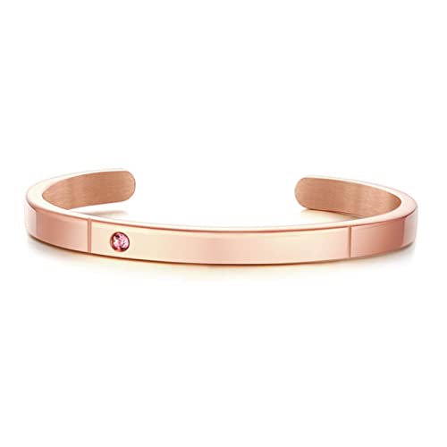 Bracelet couple en acier avec pierre CZ personnalisable pour mariage