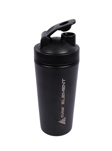 Image of Stainless Steel Gym Shaker 750ml - Leakproof Shaker Bottle for Protein Powder, Smoothies, Supplements - Odor-Free, Durable & Portable for Gym, Travel, and Workouts (Black)