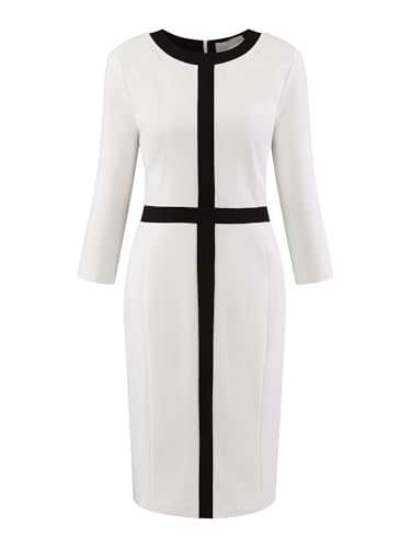 Women's Work Sheath Dress Winter 2024 Contrast Color Pencil Dresses2