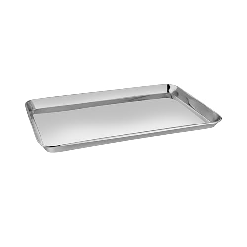 Image of Embassy Stainless Steel Rectangle Deep Tray | 37x25 cm (L x B) | Serving Tray for Kitchen | Food Tray for Parties, Catering, Dining, Baking & Everyday Use | Dishwasher Safe & Easy to Clean