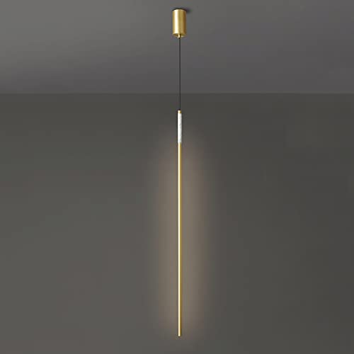 Wmmner Luz de Isla de Techo de Mármol Natural, Luces Colgantes Modernas de Latón Led, Lámpara Colgante de Tubo Largo de Barra, Lámpara de Mosita de Dormitorio, Luz de Atmósfera Lineal de Pared de Fond