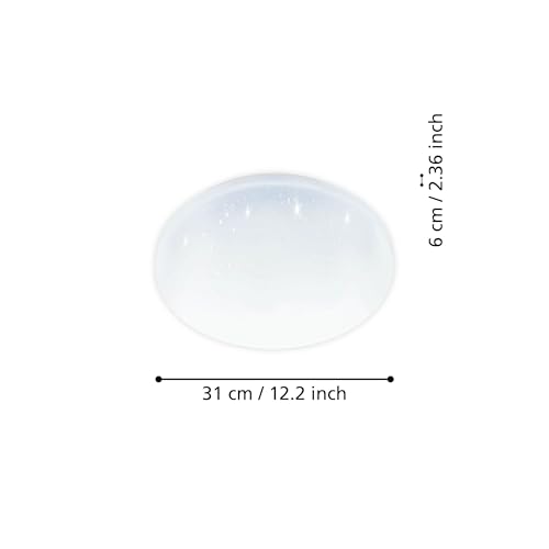 EGLO Deckenlampe Pogliola-S, Ø 31 cm, Kristalleffekt LED Deckenleuchte, 1 flammige Wohnzimmerlampe aus Stahl und Kunststoff, Lampe weiß, Kinderzimmerlampe, Küchenlampe, Bürolampe, Flurlampe Decke - 3