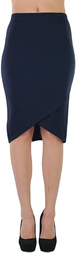 ToBeInStyle Women's Premium Cotton-Blend Basic Knee Skirt4