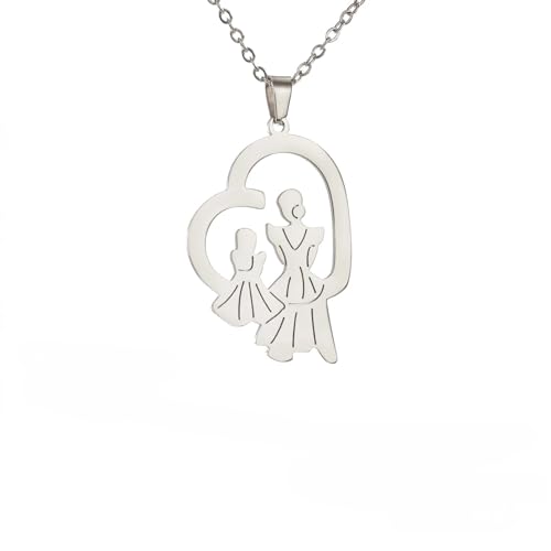 Colliers women girl sterling silver au motif cœur pour maman et enfant