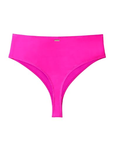 Zmart Women High Waist Thong Bikini Bottoms High Cut Swimsuit Bathing Suit Cheeky Brazilian Swimwear Bottom Pink L