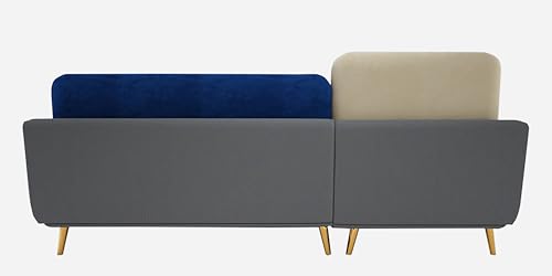 Image of Sixpine Luxury Dual Color Upholstery Lounger RHS Sofa in Premium Velvet | Solid Wood Structure | Sturdy Golden Legs | High Density Foam | Extra Comfort for Modern Living Room (Blue & Beige, 4 Seater)