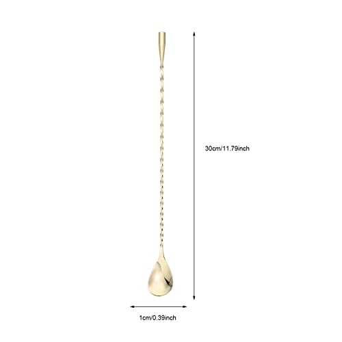 HEMOTON Metalen Opscheplepels Bar Cocktail Mixing Spoon Spiral Design Handgreep Roestvrijstalen Lepelbalkaccessoires Voor Roerende Gelaagdheid Blending Gold Ploated Roestvrijstalen Lepels - Image 5