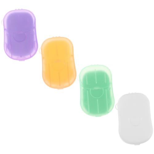 DECOMELODY 4 Cajas Cajas Hojas Jabón Portátil para Viaje y Camping Hojas de Jabón y Ligeras para Lavado de Manos Cuerpo y Ropa Exterior y Hotel Pack Práctico de Envases Color Color Aleatorio