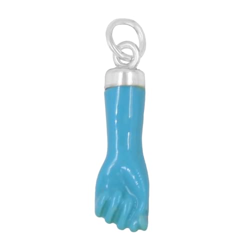 Colgante mano turquesa en plata 925 - Amuleto mal de ojo en un colgantito puño color azul claro - El colgante higa o figa se envía en una caja de regalo
