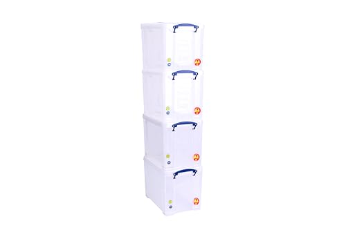 Really Useful Box Lot de 4 boîtes de rangement en plastique Transparent 19 l