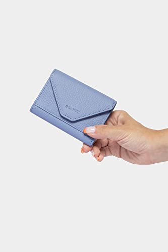 Image of grande 3639 Card Cases, Iced Blue, Small, Leather Card Holder Slim Minimalist Small Accordion Magnetic Wallet
