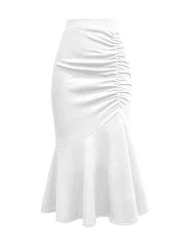 GORGLITTER Women's Fishtail Bodycon Maxi Long Skirts Elegant Fall Cute High Waisted Ruched Teacher Festival Skirts 2025