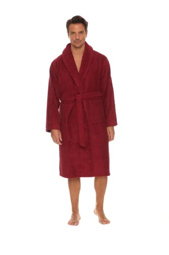 HOMELOVER Albornoz para hombre con cuello de bufanda, suave y absorbente, 100% algodón orgánico turco, rizo con certificado Oeko-Tex 100, fabricado en verde y GOTS, Berry Red, S Cover