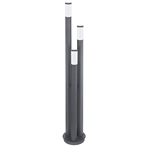 Säulenleuchte für Außen 170 cm Garten Stehlampe Edelstahl Standleuchte Terrasse groß, drei Säulen in anthrazit, E27, Höhe 170 cm