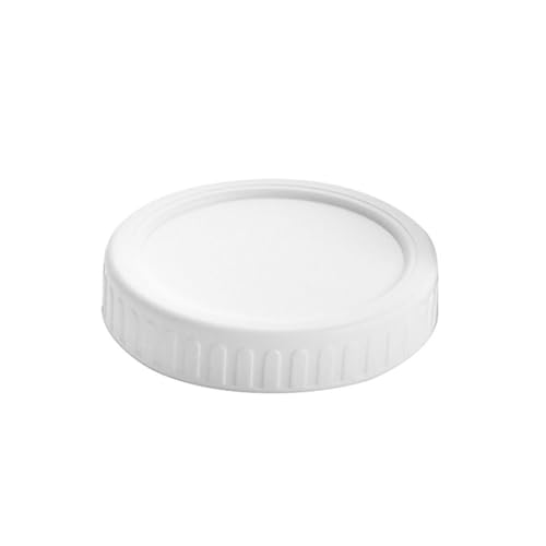 6 tapas de plástico para tarros de boca ancha, sello a prueba de fugas, 70 mm, 86 mm, reutilizable, tapa de boquilla, buen sellado (blanco, 6 piezas para 70 mm)