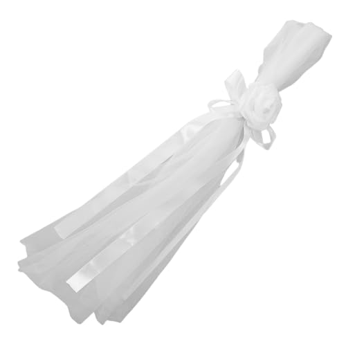 Unomor Wedding Chair Flower Bows with Elegant Ribbons for Aisle Decor Romantic Church Wedding Chair Back Flowers for Bridal Showers and Ceremonies White Design