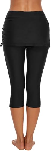 ECUPPER Womens Swim Shorts Capris Swimming Leggings Boardshorts Stretch High Waist Swimsuit Pants for Beach Surf3