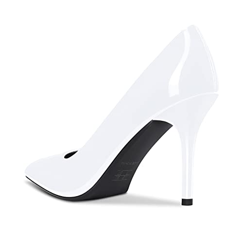 Saekcted Womens Girl High Stiletto Heel Close Pointed Toe Slip-on Pumps Wedding Office Party Dress Shoes 3.5" Heels Stilettos3