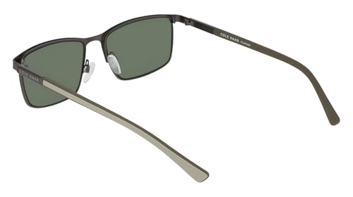 COLE HAAN Men's CH6087 Polarized Rectangular Sunglasses, Gunmetal, 56/17/1404