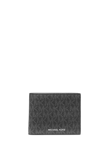 Michael Kors Men's Greyson Billfold Wallet with Passcase, Black Signature