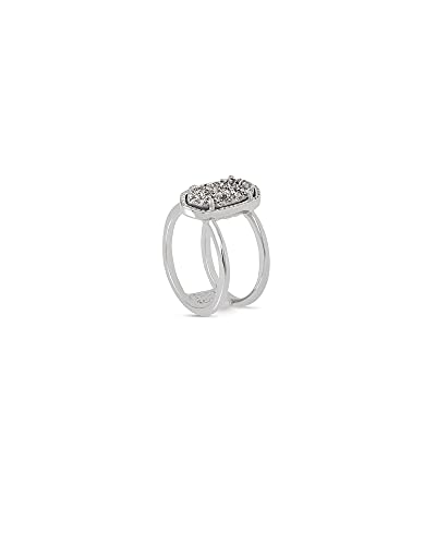 Kendra Scott Elyse Ring For Women, Fashion Jewelry, Rhodium-Plated, Platinum Drusy, Size 8 #TOP1