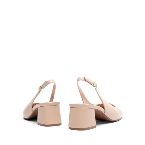 Image of DREAM PAIRS Women's Low Chunky Heels Slingback Square Toe Block Dress Shoes Closed Toe Comfortable Wedding Work Pumps