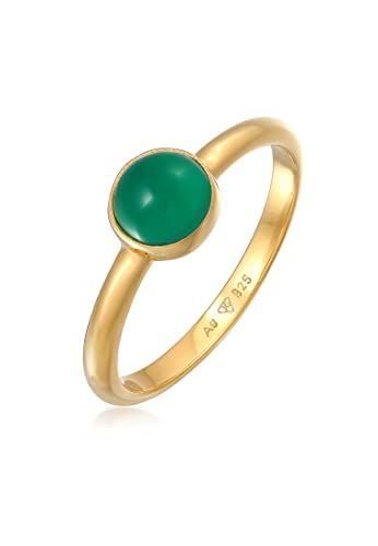 Bague solitaire en argent 925 et agate verte pour femme Elli