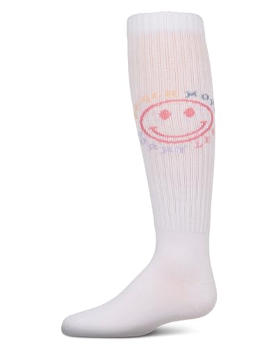 MeMoi Girls Ribbed Cotton Blend Beach More, Worry Less Knee Sock