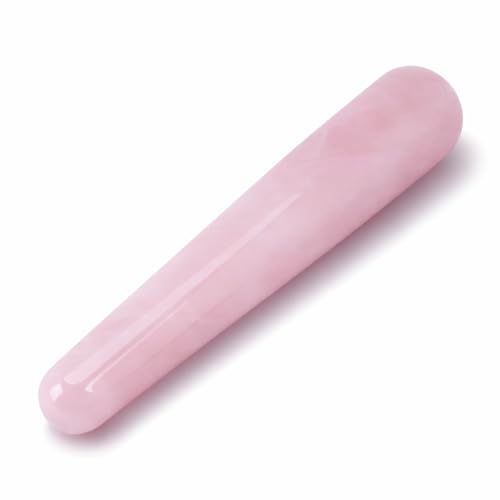 Image of Massage Stone Wand, Crystal Massage Wand, 100mm Natural Quartz Crystal Face Massage Wand Stone Smooth Stick Massaging Tool for SPA Muscle Knots Facial Body Caring(Pink)