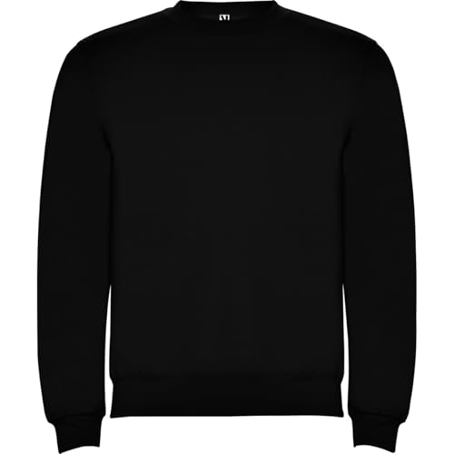 ROLY Sudadera Clásica 1070 Hombre Sin Capucha Gramaje: 280 g/m² (FR/ES, Letras, M, Regular, Regular, Negro 02)